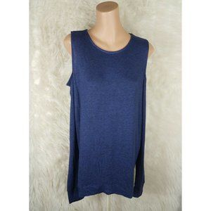 QVC Any Body Knit Loungewear Top Size S Small Purple Cold Shoulder Long Sleeve J